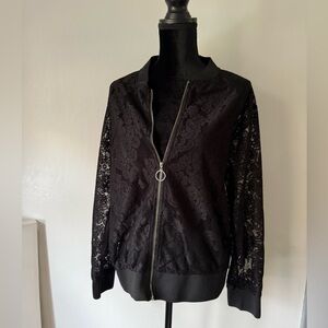 Black Lace Bomber Jacket